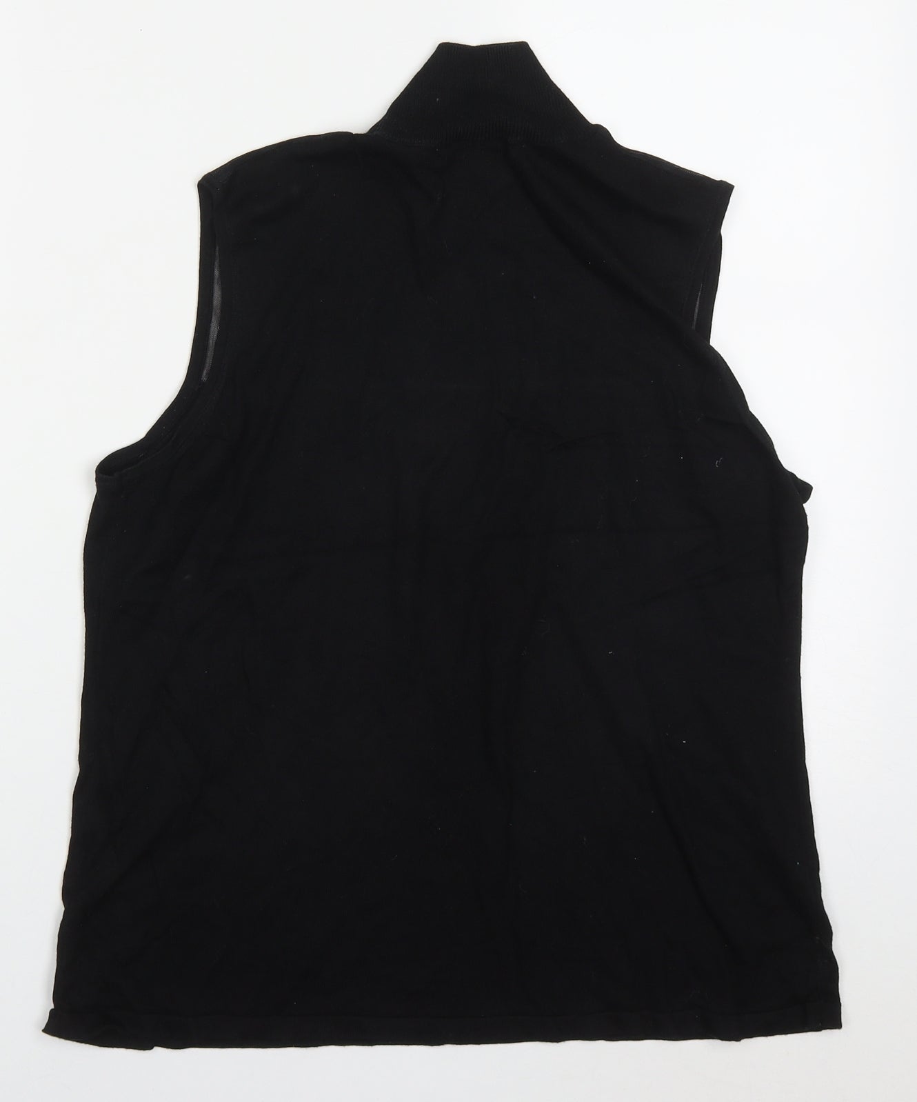 August Silk Womens Black High Neck  Cotton Vest Jumper Size XL