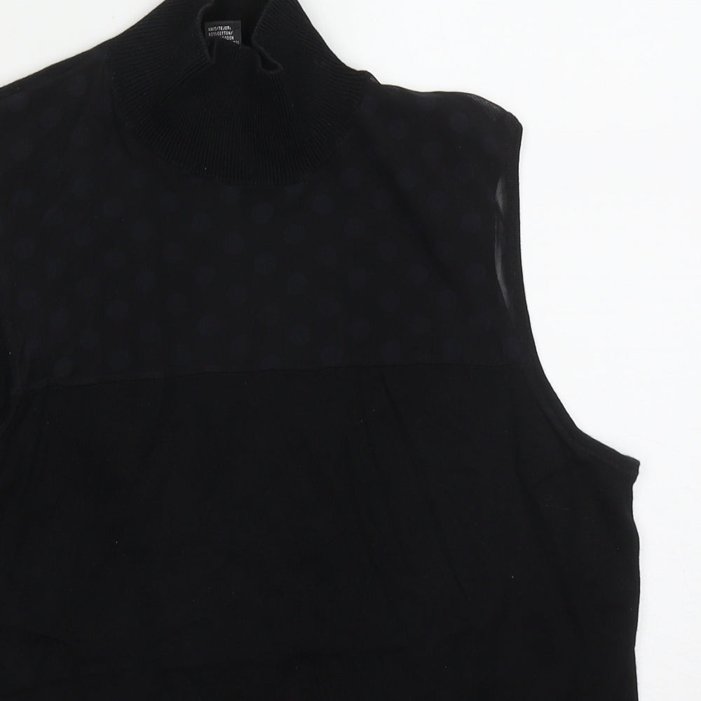 August Silk Womens Black High Neck  Cotton Vest Jumper Size XL