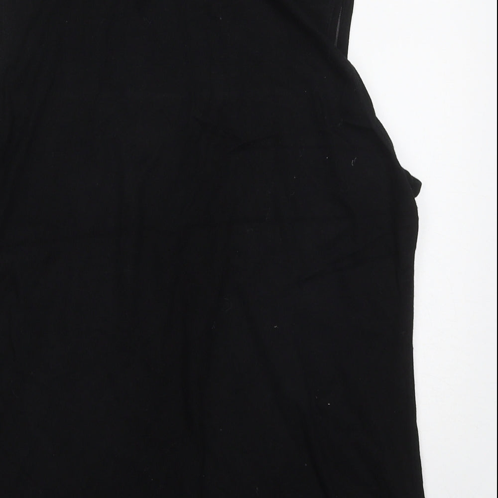 August Silk Womens Black High Neck  Cotton Vest Jumper Size XL