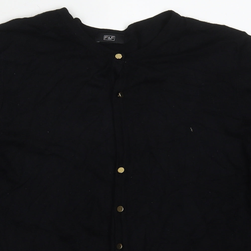 F&F Womens Black Round Neck  Viscose Cardigan Jumper Size 18