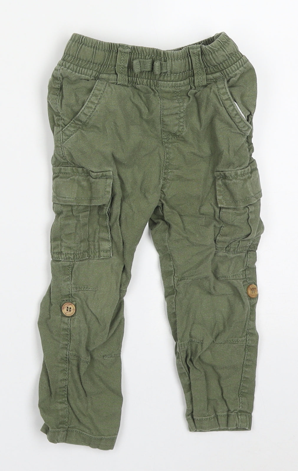 TU Boys Green  Cotton Cargo Trousers Size 18-24 Months