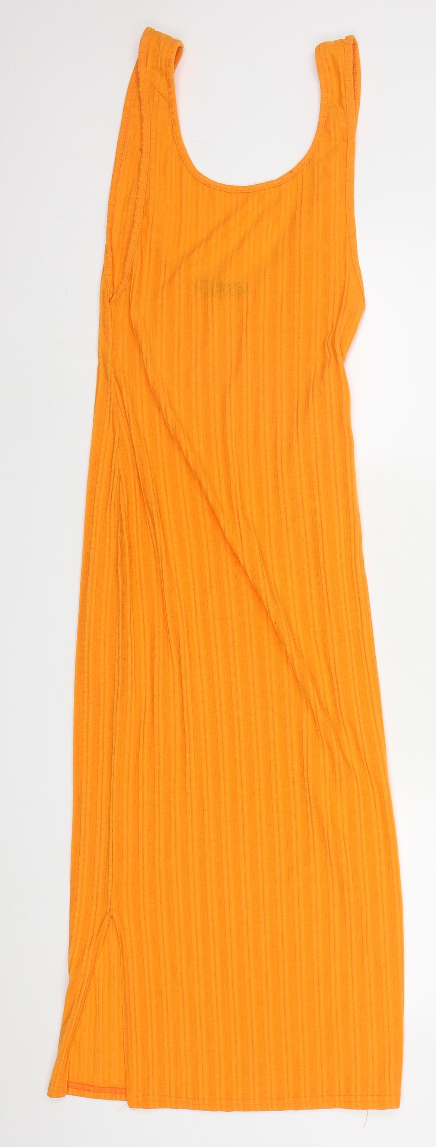 PRETTYLITTLETHING Womens Orange  Polyester Pencil Dress  Size 8  Scoop Neck Pullover