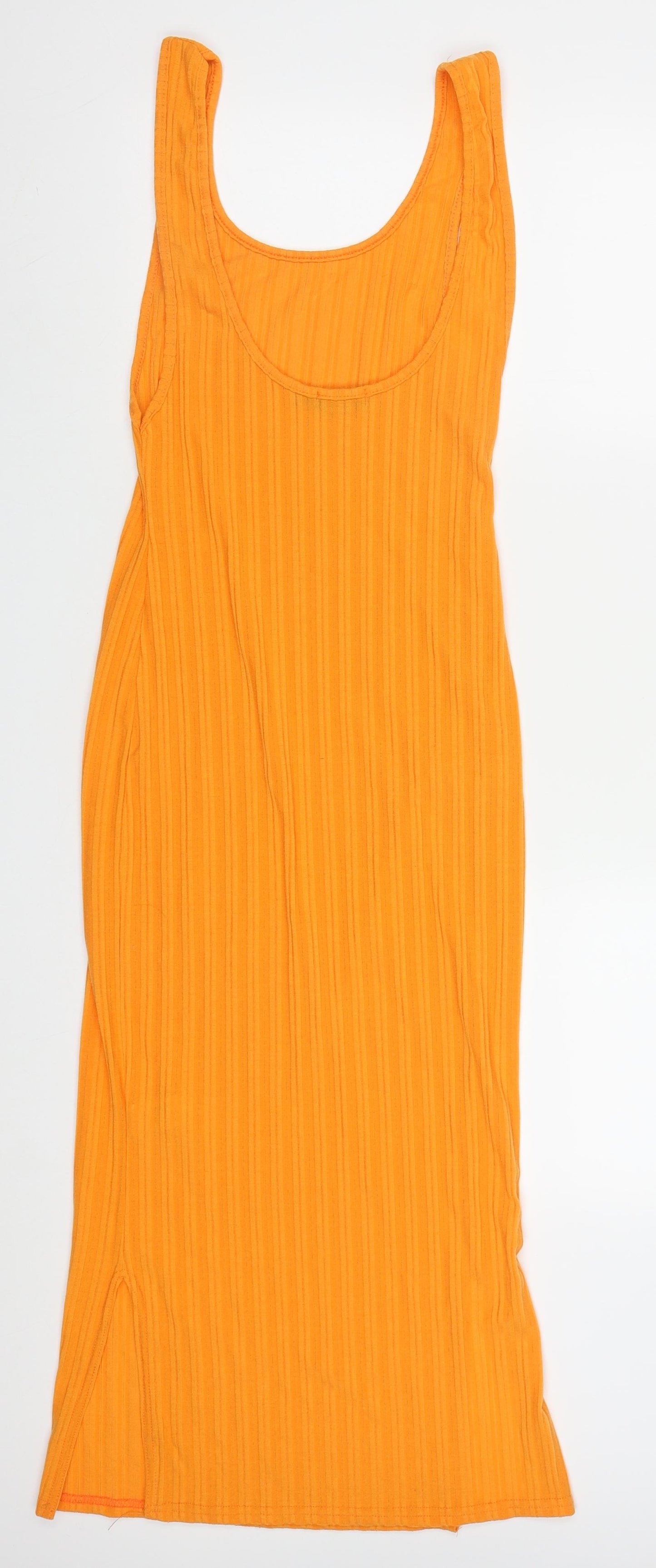 PRETTYLITTLETHING Womens Orange  Polyester Pencil Dress  Size 8  Scoop Neck Pullover