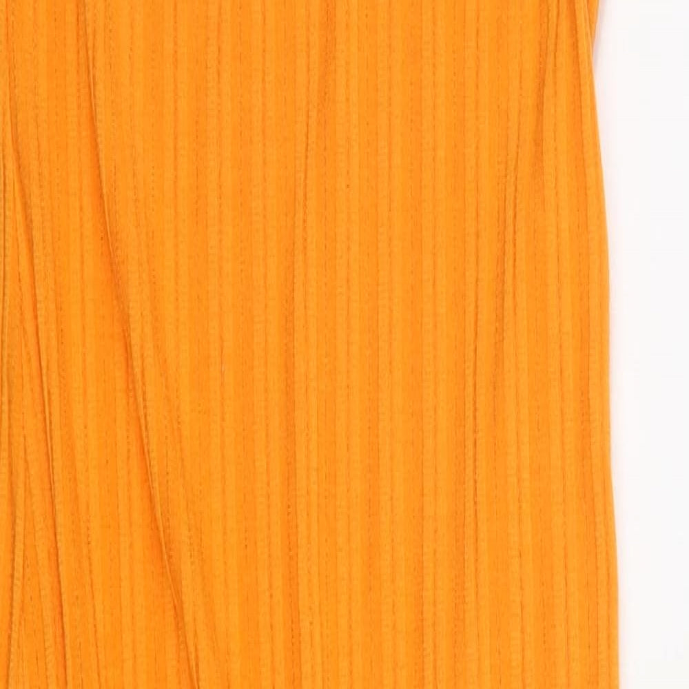 PRETTYLITTLETHING Womens Orange  Polyester Pencil Dress  Size 8  Scoop Neck Pullover