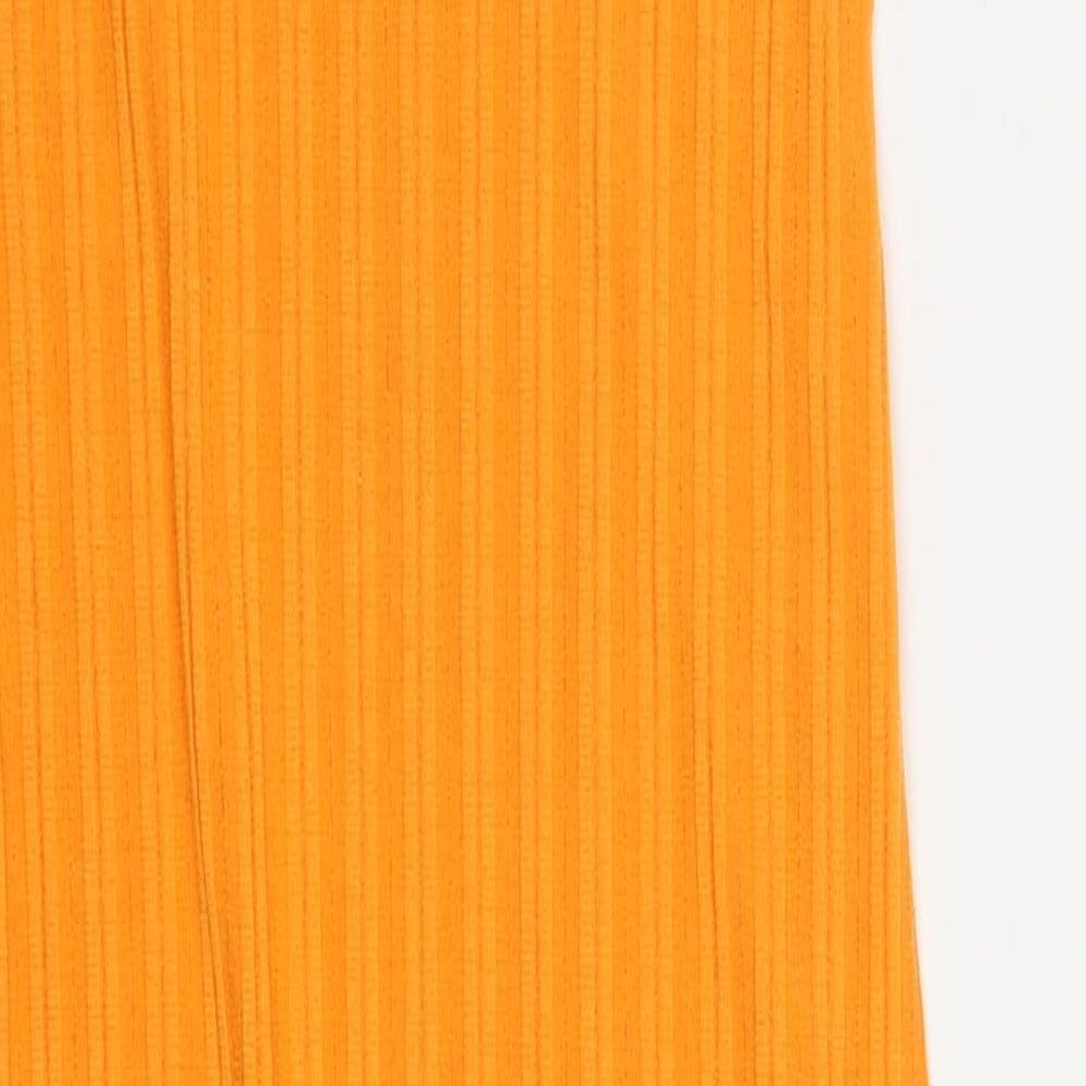 PRETTYLITTLETHING Womens Orange  Polyester Pencil Dress  Size 8  Scoop Neck Pullover