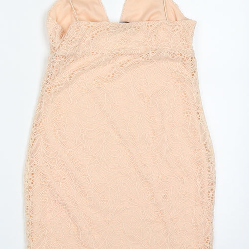 New Look Womens Pink  Polyester Bodycon  Size 6  V-Neck Pullover