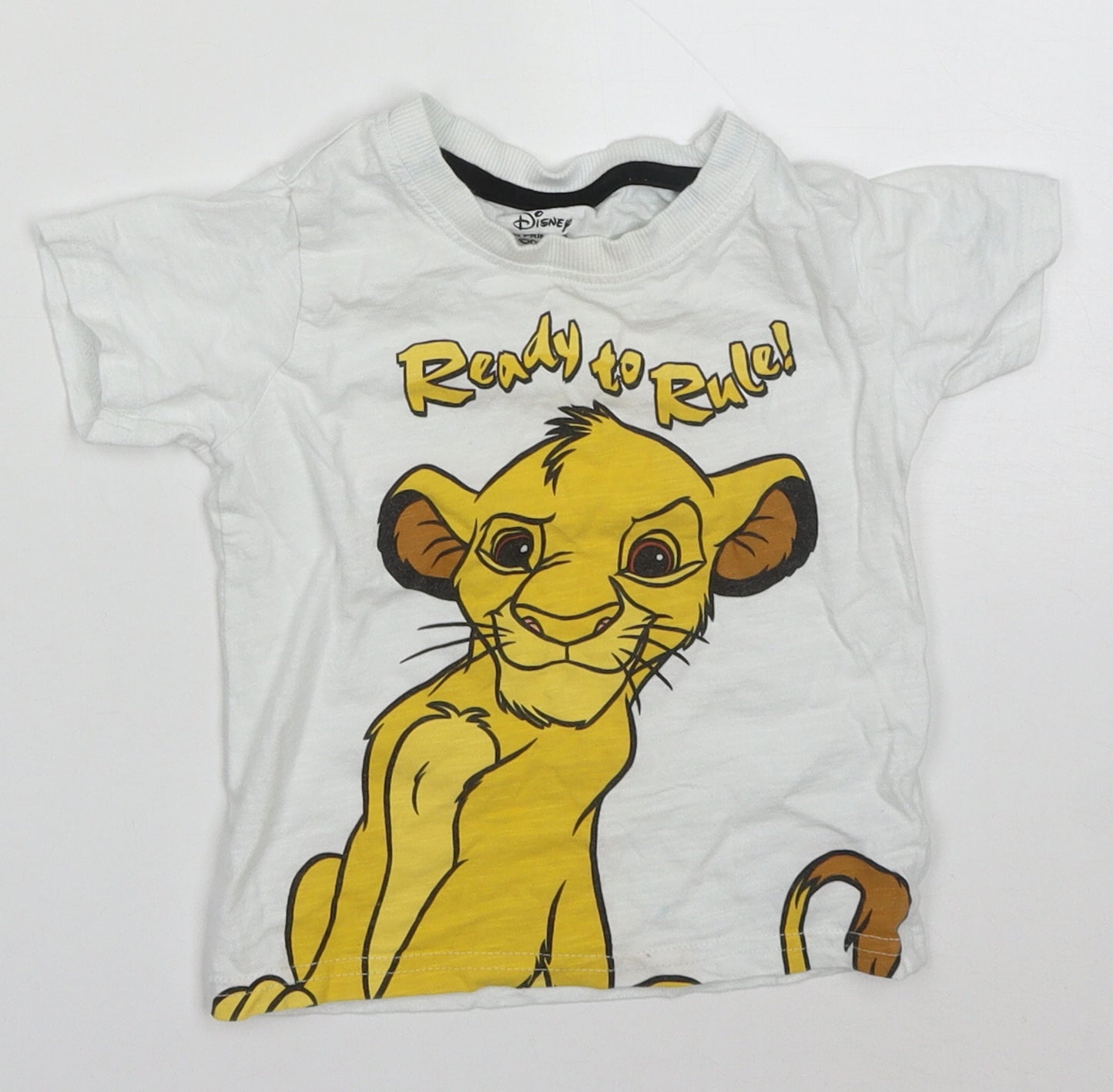 Pimark Boys White  Cotton Basic T-Shirt Size 18-24 Months Crew Neck Pullover - The Lion King