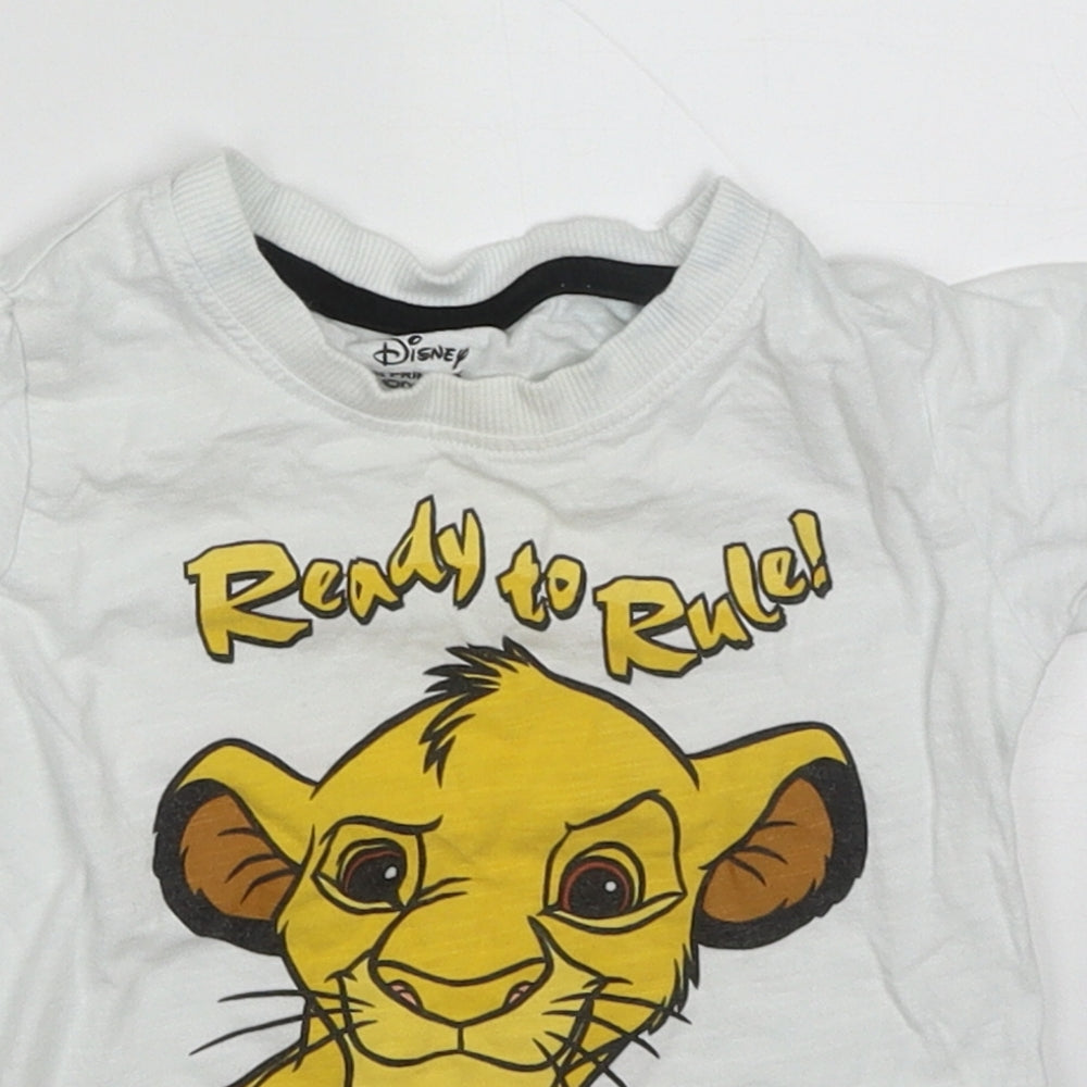 Pimark Boys White  Cotton Basic T-Shirt Size 18-24 Months Crew Neck Pullover - The Lion King
