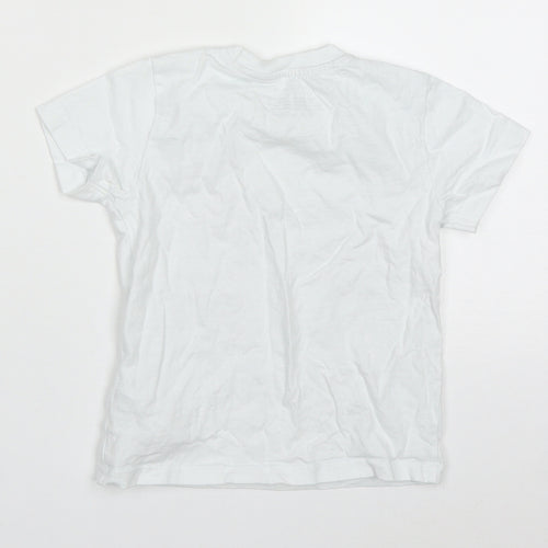 Primark Boys White  Cotton Basic T-Shirt Size 18-24 Months Crew Neck Pullover - Surf Dude