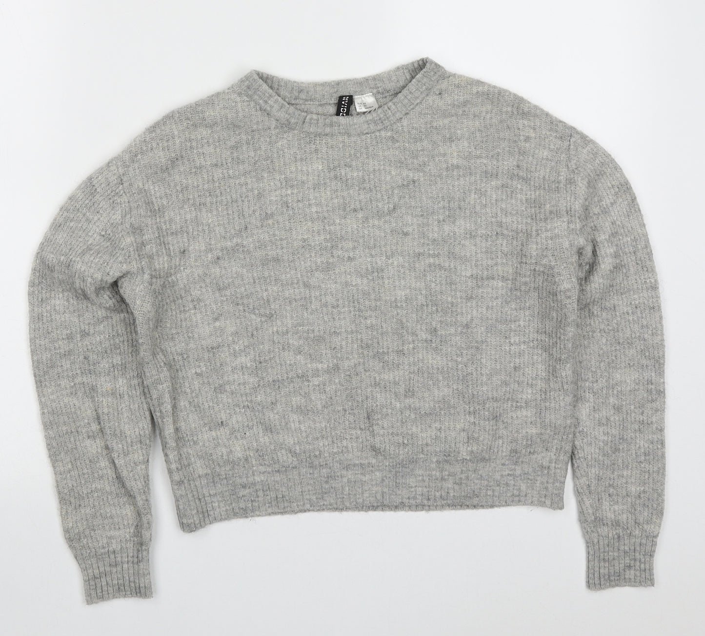 H&M Womens Grey Round Neck  Acrylic Pullover Jumper Size XS