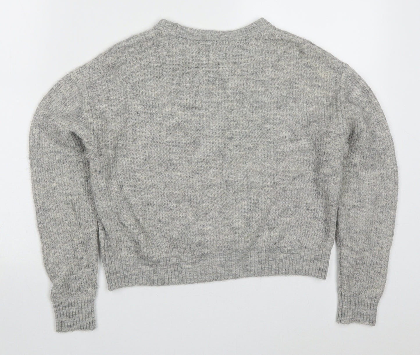 H&M Womens Grey Round Neck  Acrylic Pullover Jumper Size XS