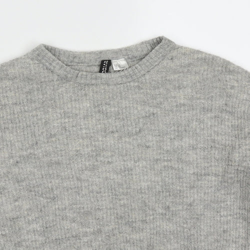 H&M Womens Grey Round Neck  Acrylic Pullover Jumper Size XS
