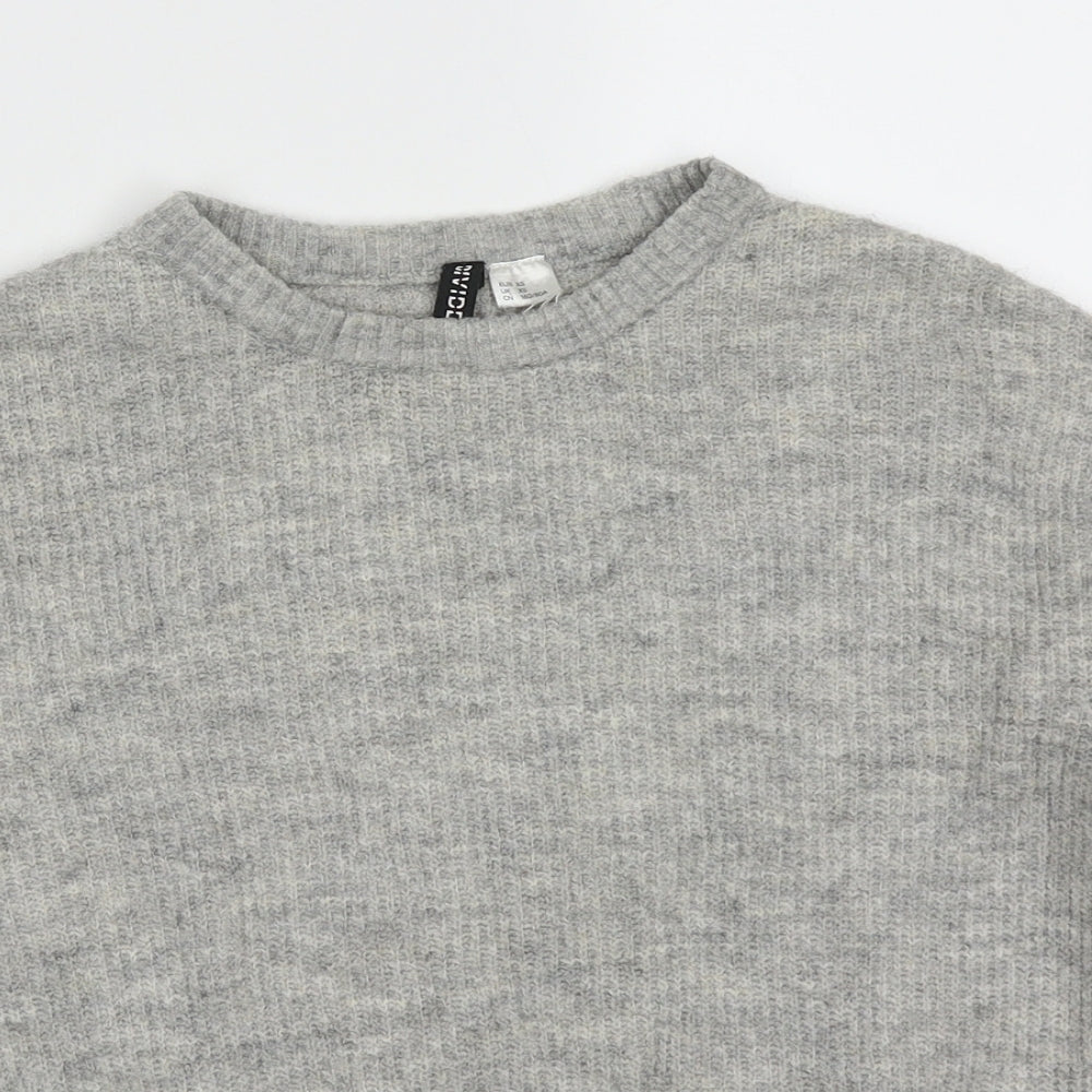 H&M Womens Grey Round Neck  Acrylic Pullover Jumper Size XS