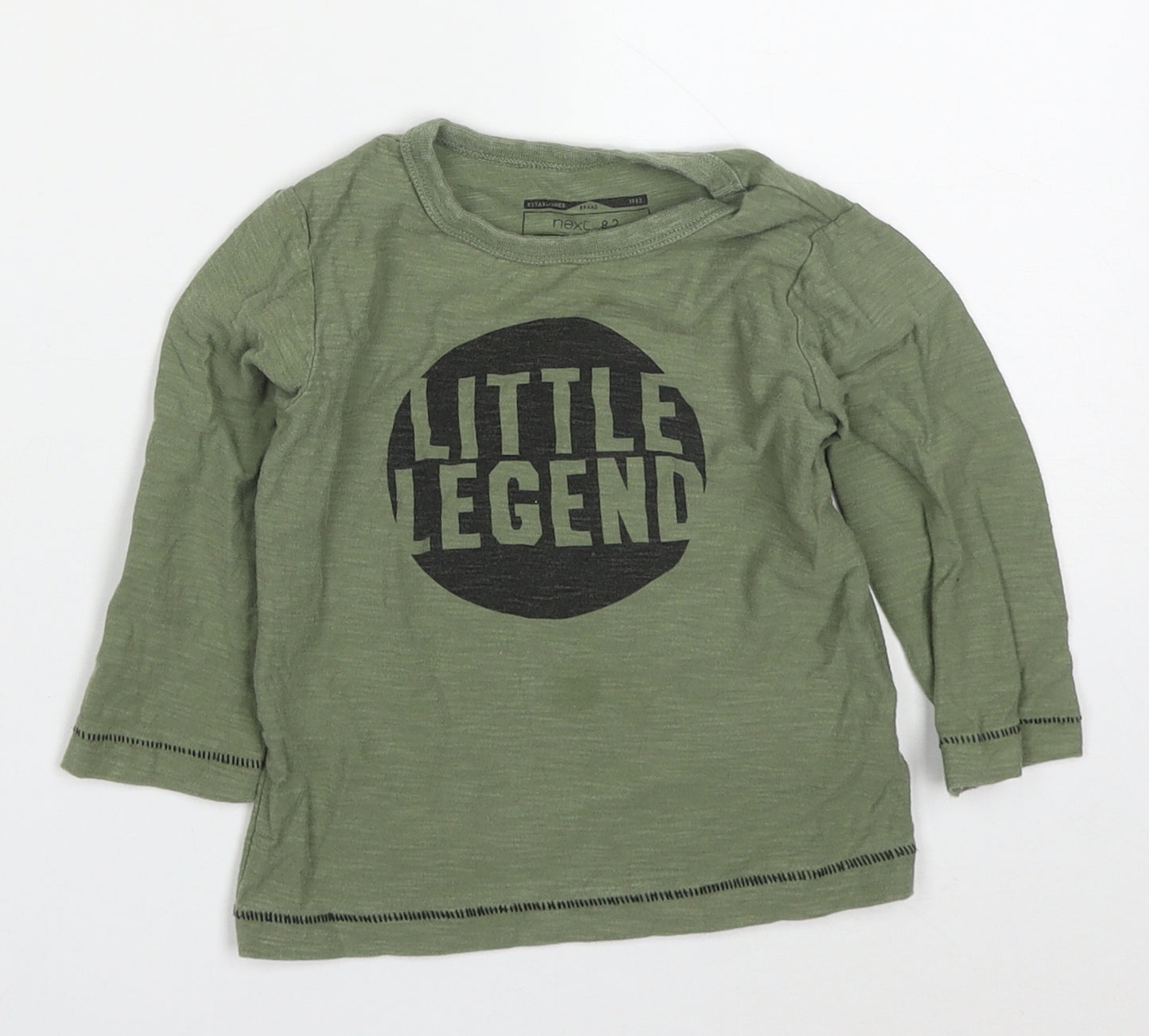 NEXT Boys Green  Cotton Basic T-Shirt Size 12-18 Months Crew Neck Pullover - Little Legend