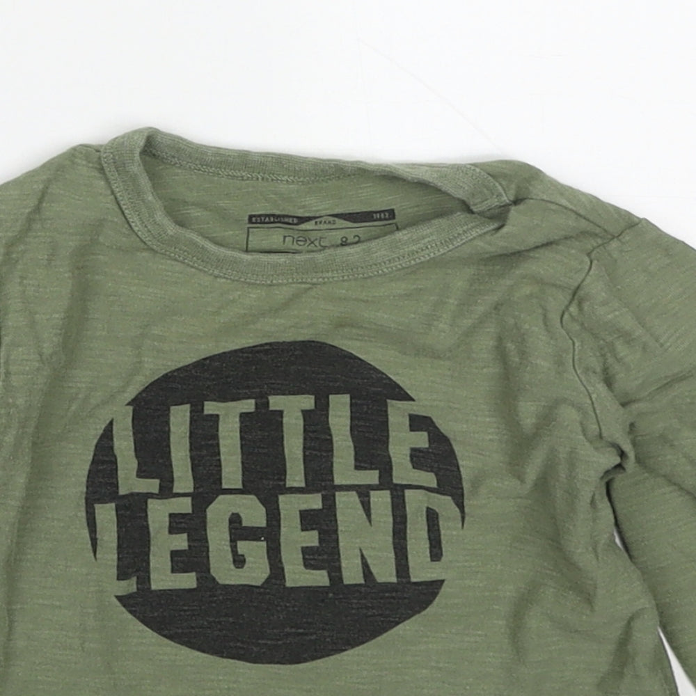 NEXT Boys Green  Cotton Basic T-Shirt Size 12-18 Months Crew Neck Pullover - Little Legend