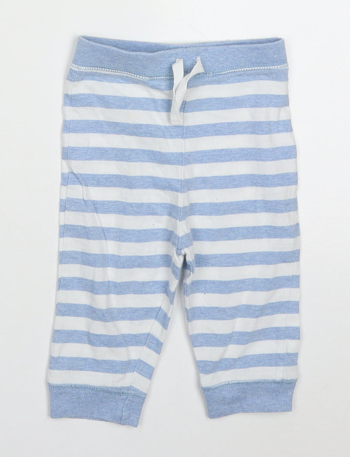 Zip Zap Baby Blue Striped Cotton Sweatpants Trousers Size 3-6 Months  Drawstring - Pyjama Pants