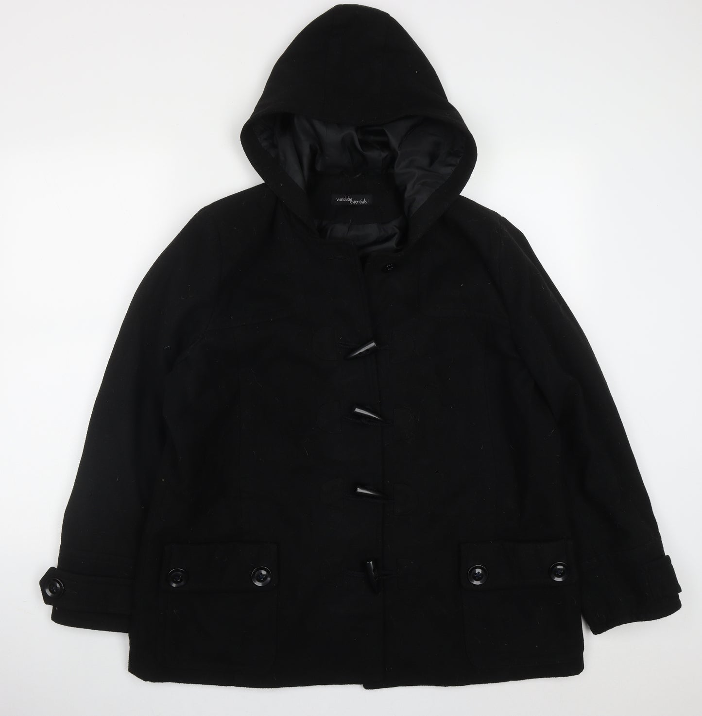 Wardrobe Essentials Womens Black   Pea Coat Coat Size 8  Button