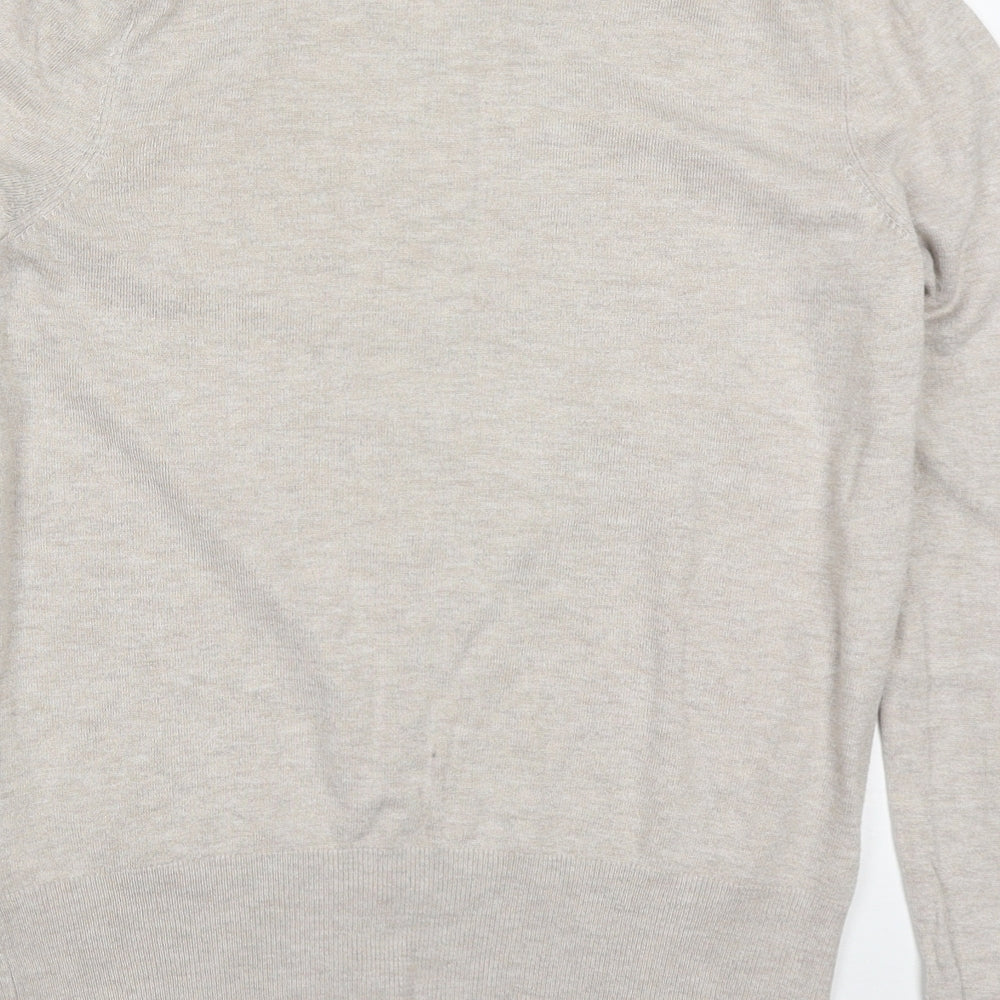 Marks and Spencer Womens Beige Round Neck  Viscose Cardigan Jumper Size 12