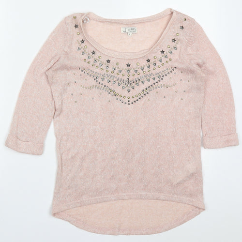 New Look Womens Pink Round Neck  Viscose Pullover Jumper Size 8