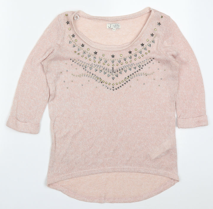 New Look Womens Pink Round Neck  Viscose Pullover Jumper Size 8