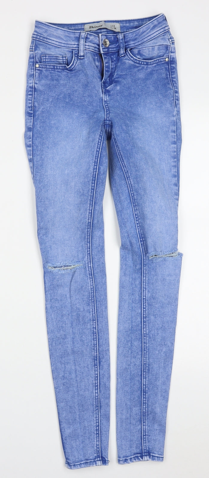 New Look Womens Blue Cotton Skinny Jeans Size 6 L30 in Regular Button
