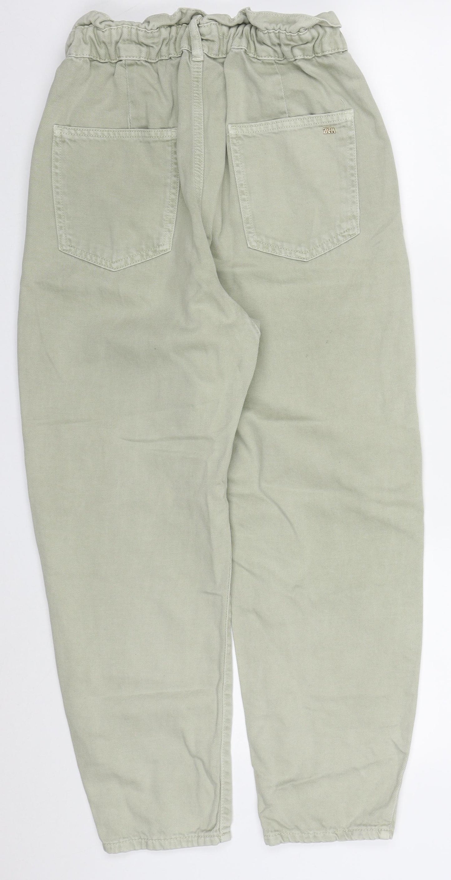 Zara Womens Green  Cotton Mom Jeans Size 8 L25 in Regular Button