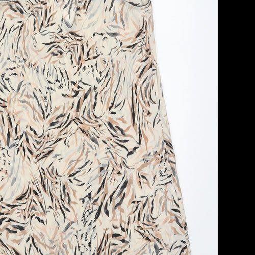 Primark Womens Beige Animal Print Polyester Slip Dress  Size 6  V-Neck Pullover