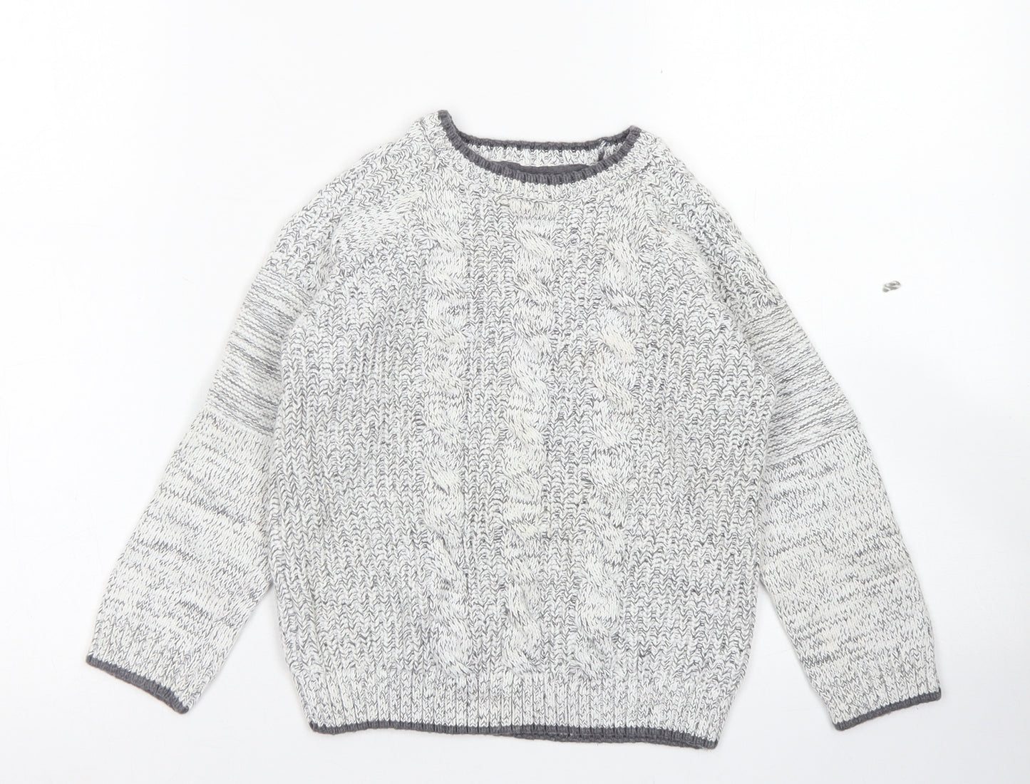 F&F Boys Grey Crew Neck  Cotton Pullover Jumper Size 5-6 Years