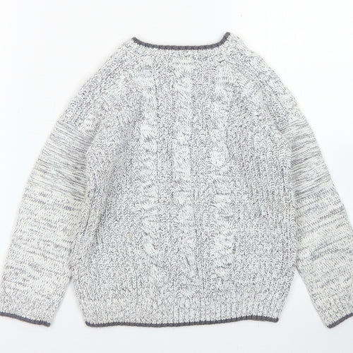 F&F Boys Grey Crew Neck  Cotton Pullover Jumper Size 5-6 Years