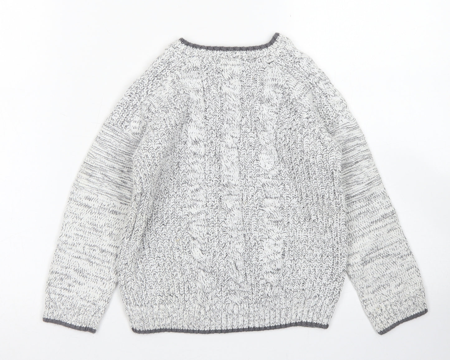 F&F Boys Grey Crew Neck  Cotton Pullover Jumper Size 5-6 Years