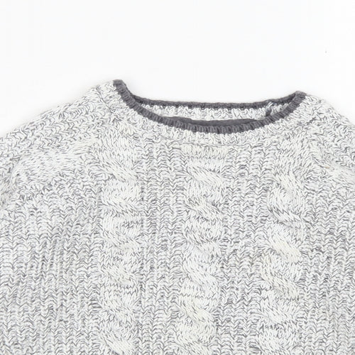 F&F Boys Grey Crew Neck  Cotton Pullover Jumper Size 5-6 Years