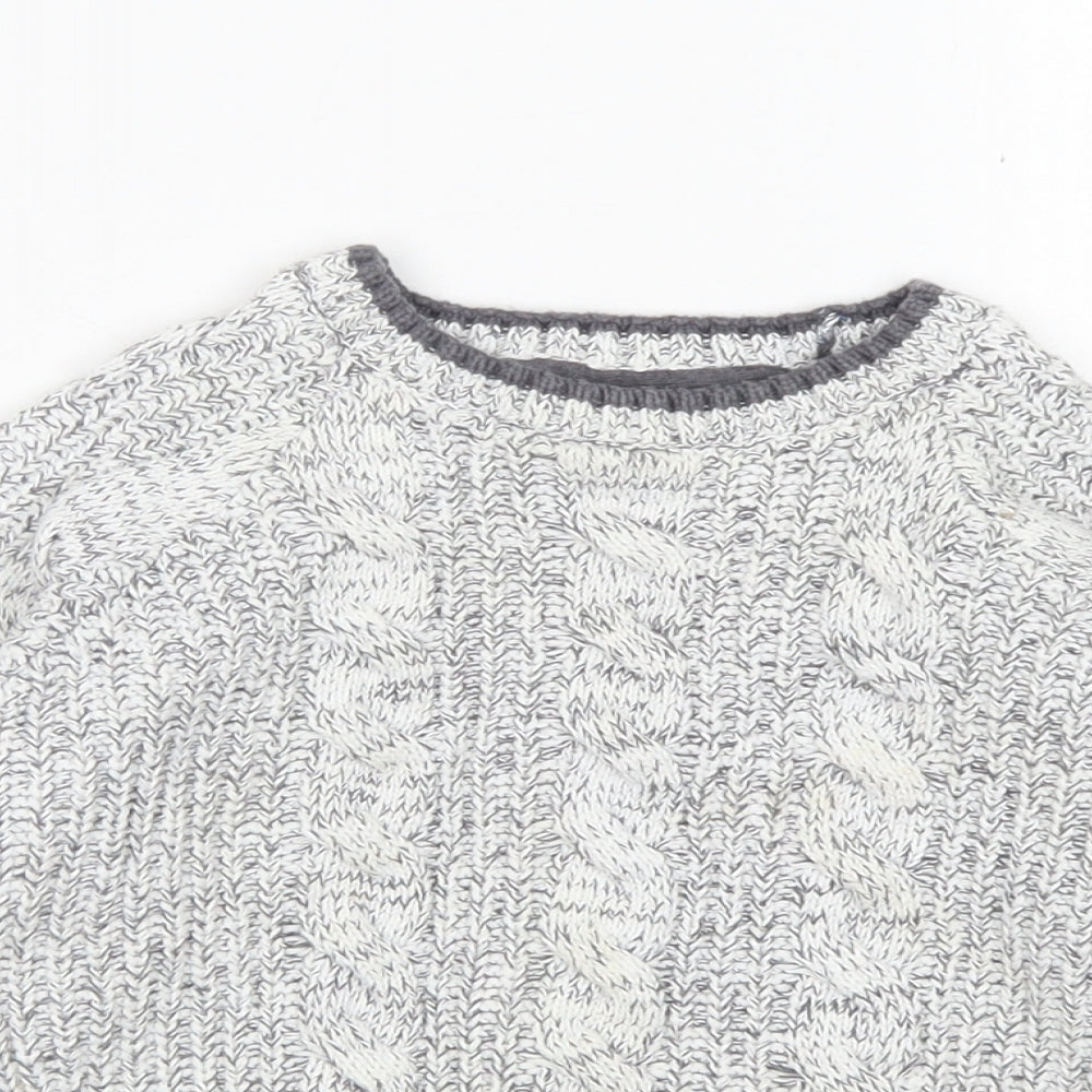 F&F Boys Grey Crew Neck  Cotton Pullover Jumper Size 5-6 Years