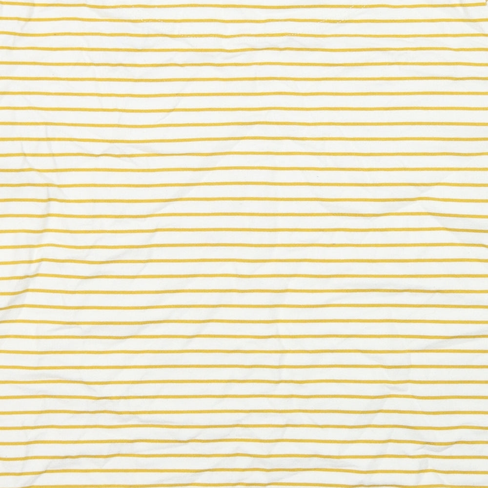 Joules Womens Yellow Striped Cotton Basic T-Shirt Size 18 Round Neck