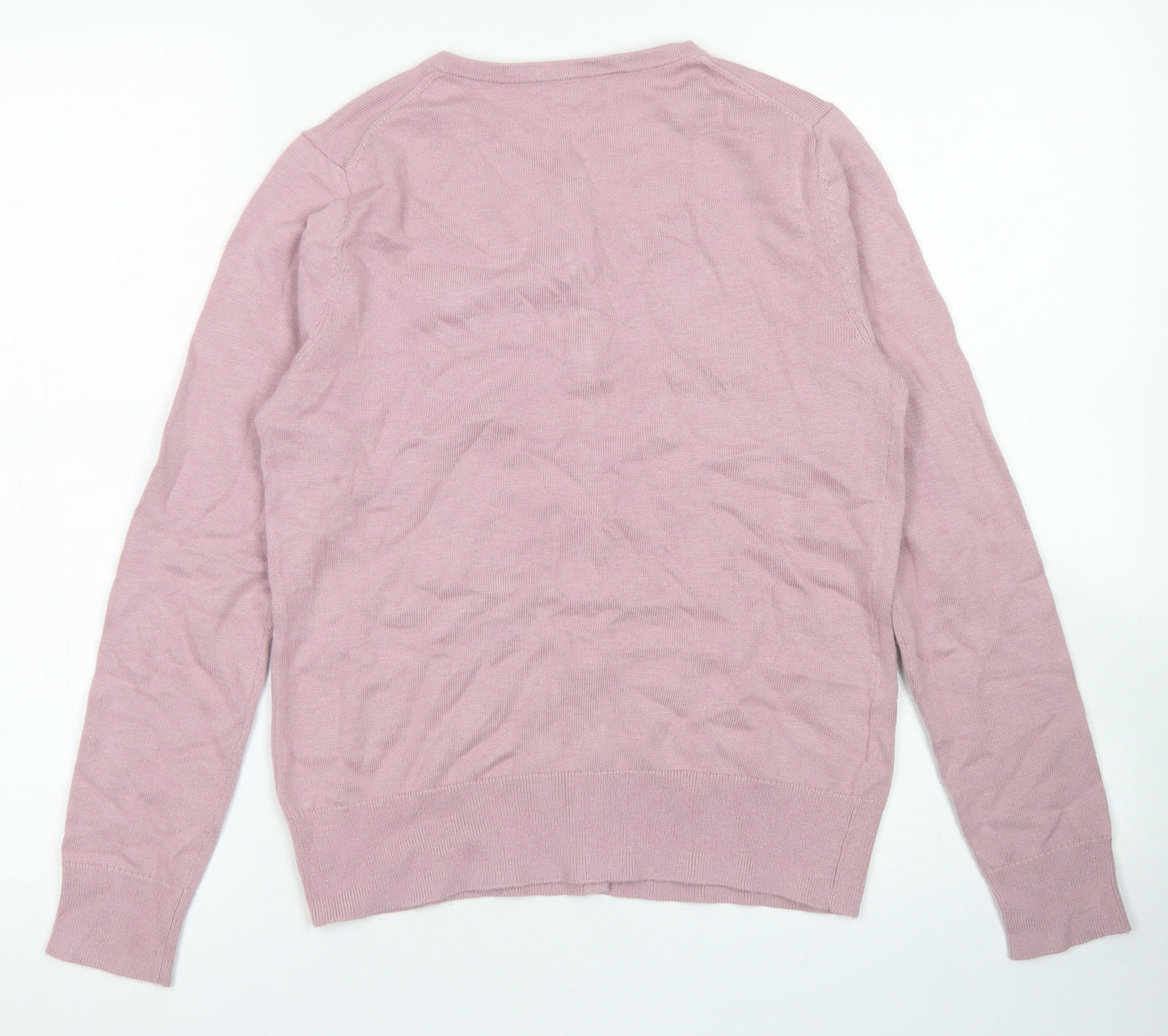 Laura Ashley Womens Pink Crew Neck  Viscose Cardigan Jumper Size 8