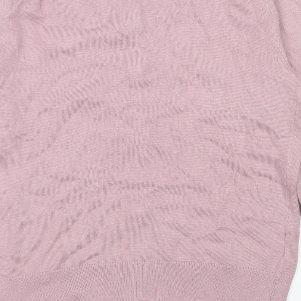 Laura Ashley Womens Pink Crew Neck  Viscose Cardigan Jumper Size 8