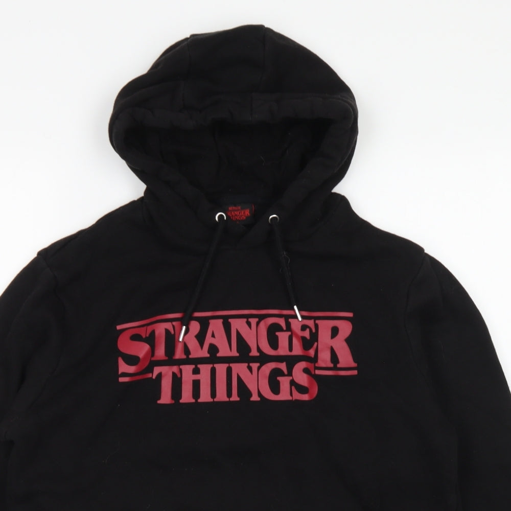 Primark Mens Black  Cotton Pullover Hoodie Size M   - Stranger Things