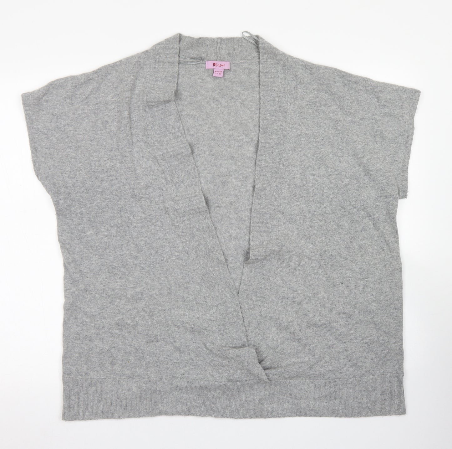 Monsoon Womens Grey V-Neck  Viscose Vest Jumper Size 22