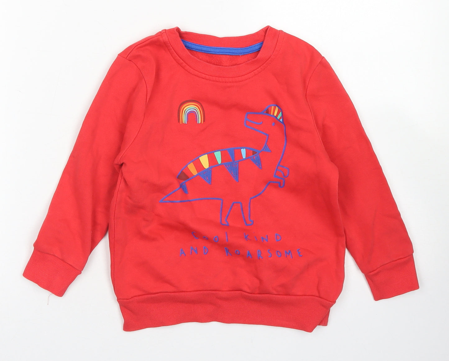 George Boys Red  Cotton Pullover Sweatshirt Size 3-4 Years   - Dinosaur