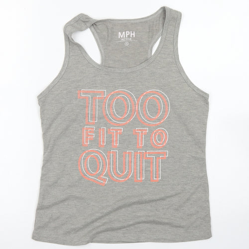 MPH Womens Grey  Polyester Basic Tank Size S Scoop Neck