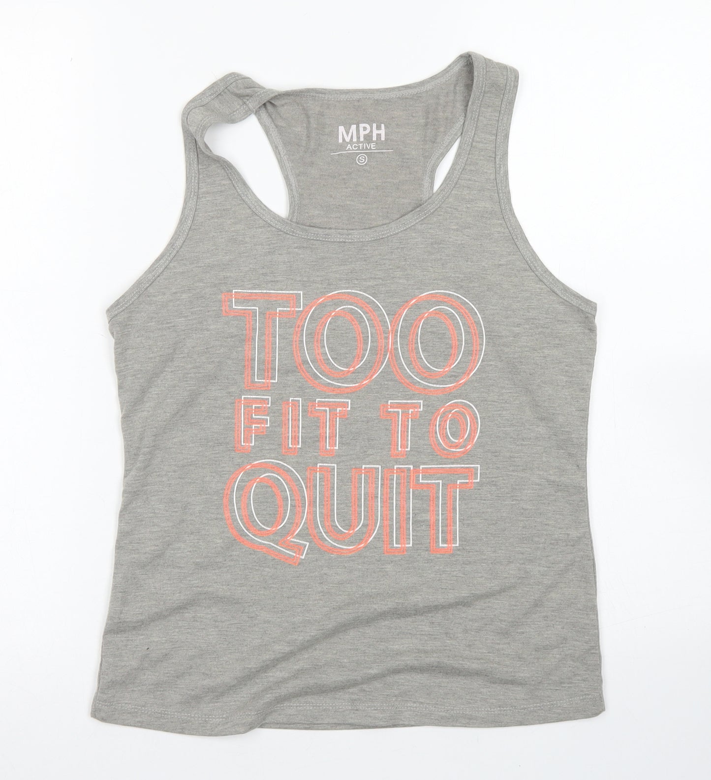 MPH Womens Grey  Polyester Basic Tank Size S Scoop Neck