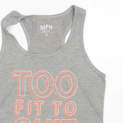 MPH Womens Grey  Polyester Basic Tank Size S Scoop Neck