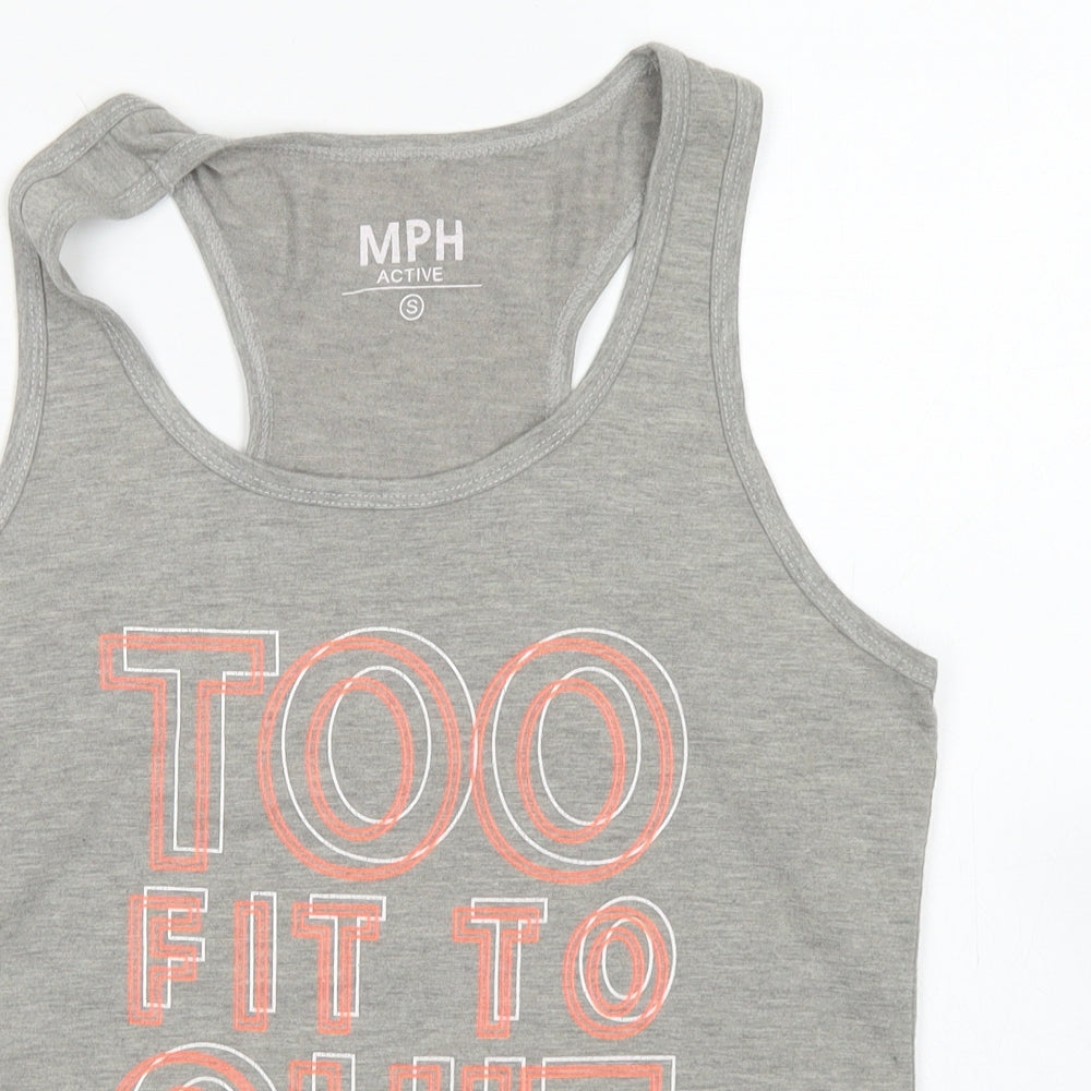 MPH Womens Grey  Polyester Basic Tank Size S Scoop Neck
