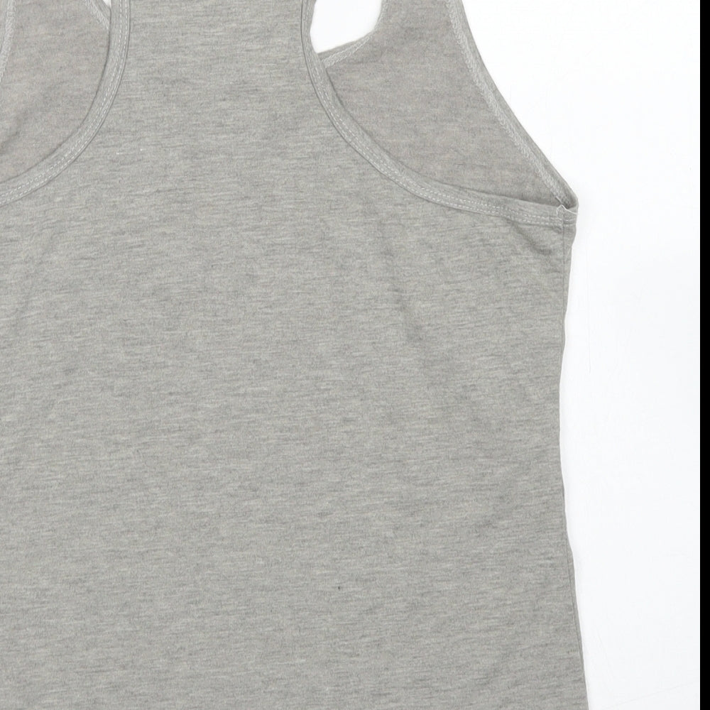 MPH Womens Grey  Polyester Basic Tank Size S Scoop Neck
