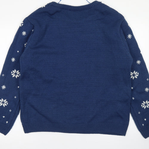 Primark Mens Blue Crew Neck  Acrylic Pullover Jumper Size M   - Coca Cola Christmas Jumper Light Up