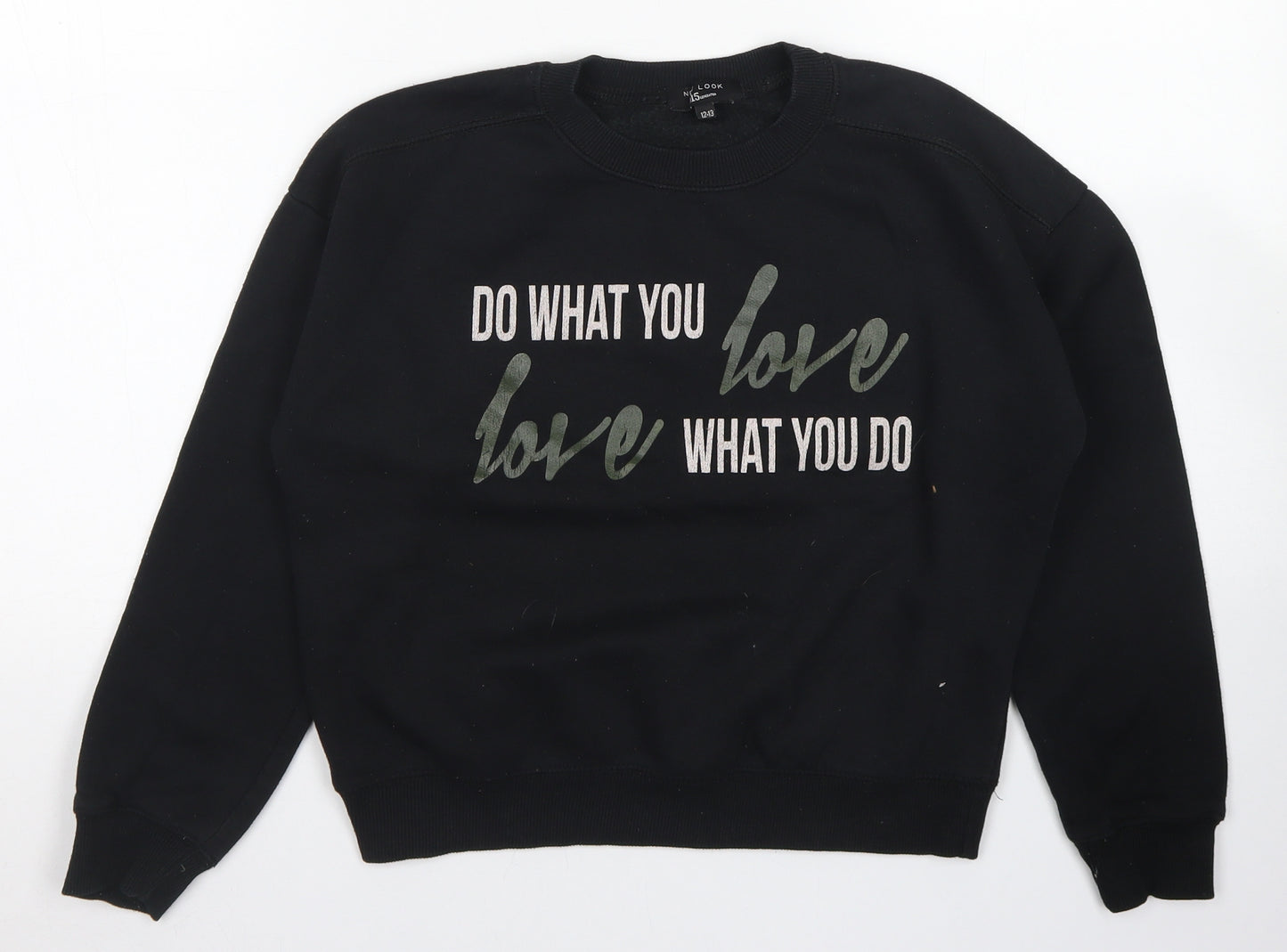 915 Generation Girls Black  Polyester Pullover Sweatshirt Size 12-13 Years