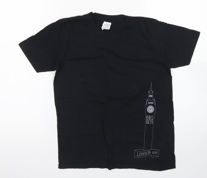 Gildan Boys Black Cotton Basic T-Shirt Size 10 Years Crew Neck - Big Ben