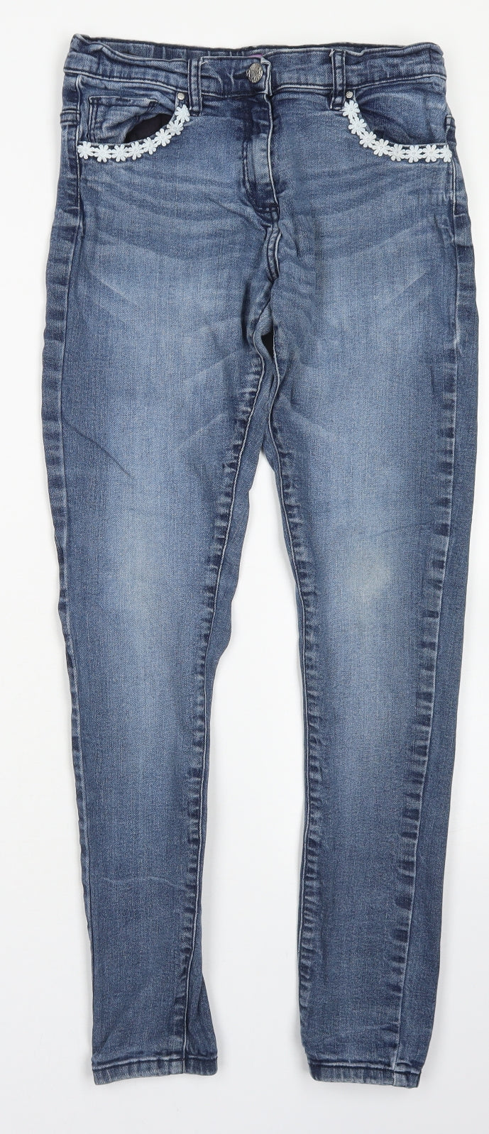 F&F Girls Blue  Cotton Skinny Jeans Size 12-13 Years  Regular Button