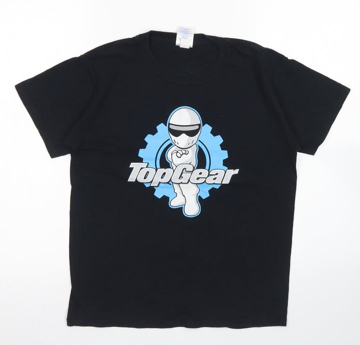 Gildan Boys Black  Cotton Basic T-Shirt Size M Crew Neck  - Top Gear
