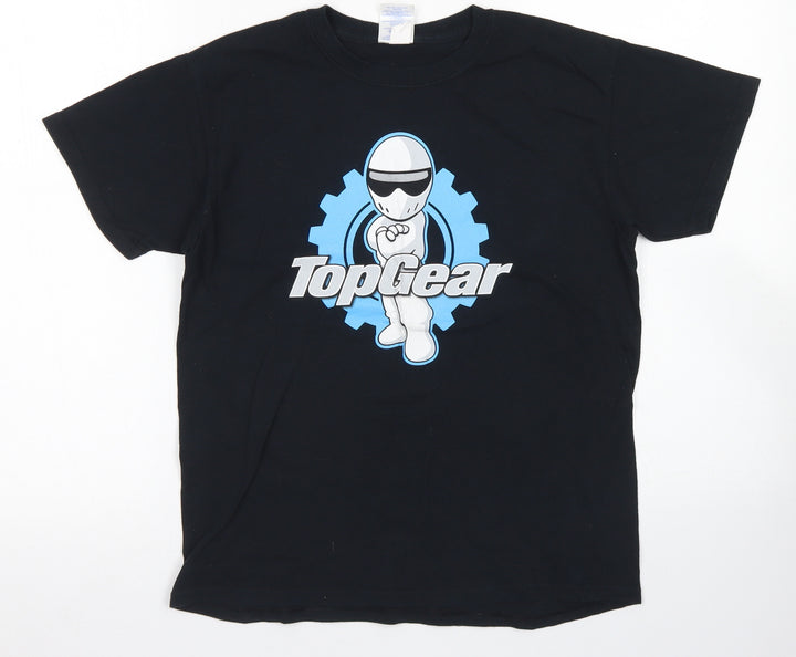 Gildan Boys Black Cotton Basic T-Shirt Size M Crew Neck - Top Gear
