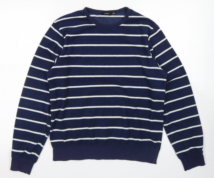 Bossini Girls Blue Striped Polyester Pullover Sweatshirt Size S